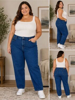 Riders by Lee Women's Plus Size 22W Tapered Leg Jeans Denim Classic Mom Jeans